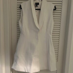 White Sleeveless Blazer Vest Dress